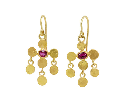 Adorable Tiny Ruby Chandelier Earrings