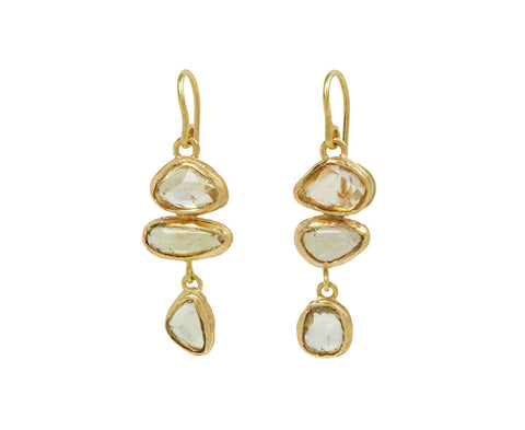 Pale Yellow Sapphire Triple Drop Earrings