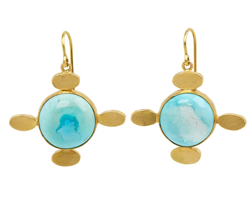 Pretty Persian Turquoise Gold Ellipsis Earrings