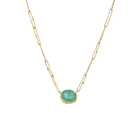 Oval Light Colombian Emerald Echo Necklace