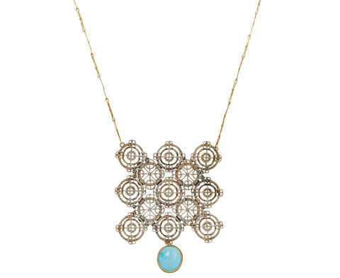 Cosmic Ornament with Turquoise Drop Necklace
