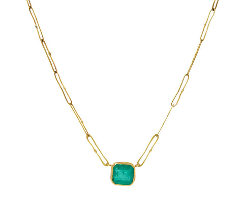 Lovely Square Colombian Emerald Echo Necklace