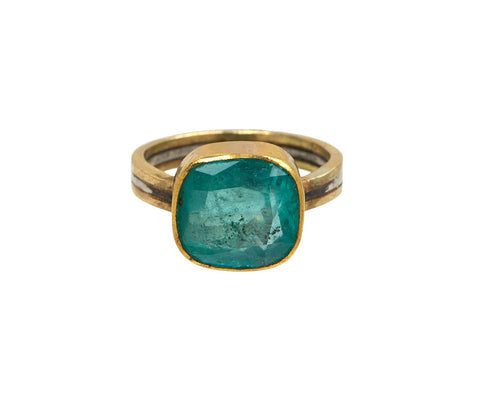 Lovely Cushion Cut Colombian Emerald Ring