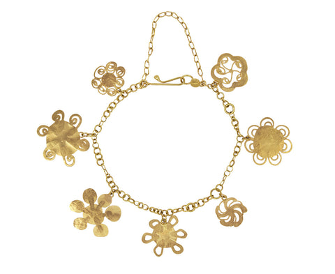 Gold Flowery Charm Bracelet