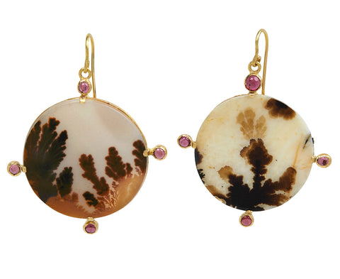 Round Dendritic Agate Earrings