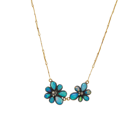 Double Opal Flower Necklace