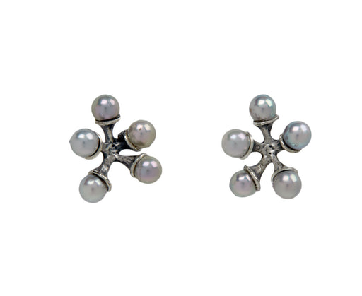 John Iversen Grey Akoya Pearl Jacks Stud Earrings