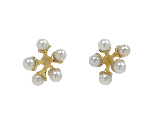 John Iversen White Pearl Mini Micro Jacks Stud Earrings