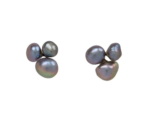 John Iversen Grey Pearl Trio Jacks Stud Earrings