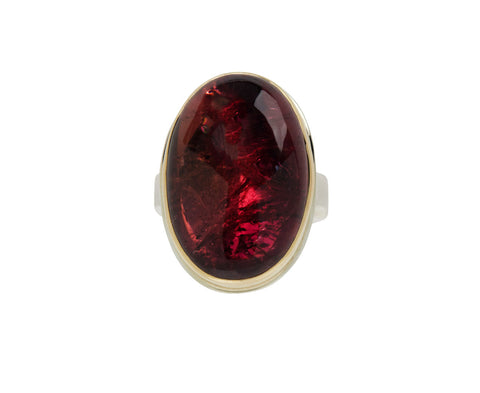 Jamie Joseph Smooth Oval Pink Tourmaline Ring