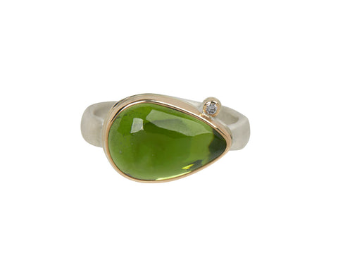 Jamie Joseph Smooth Peridot and Diamond Ring