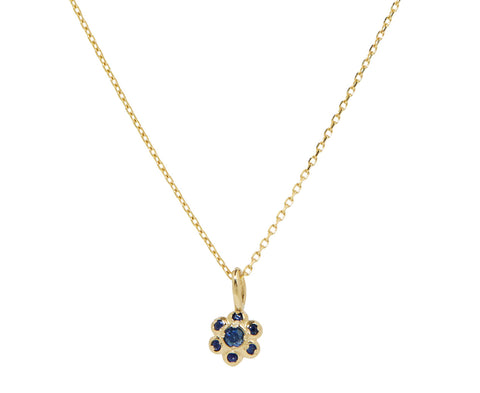 Blue Sapphire Flower Necklace