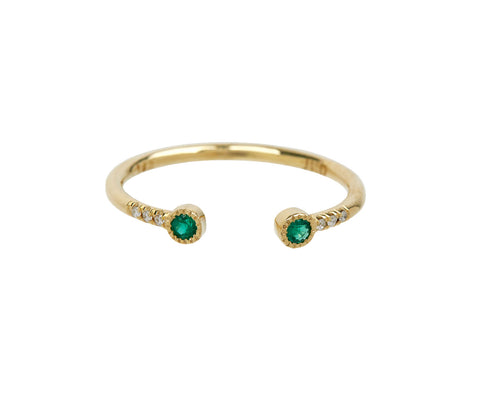 Jennie Kwon Emerald Bezel Equilibrium Cuff Ring