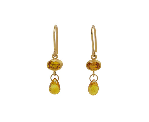 Double Yellow Sapphire Apple and Eve Earrings