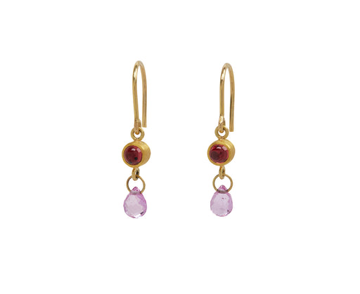 Red Sapphire and Pink Sapphire Apple and Eve Earrings