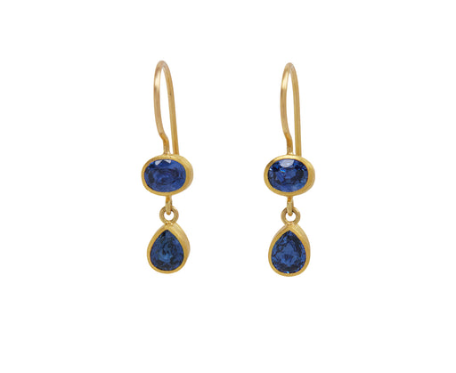 Double Blue Sapphire Bon Bon Earrings