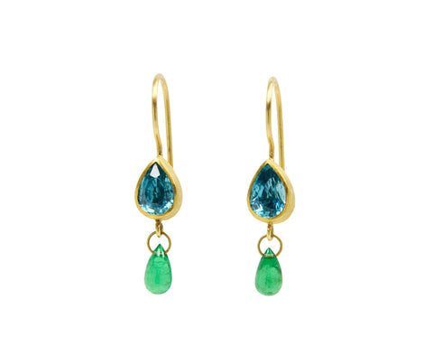 Blue Zircon and Tsavorite Apple and Eve Earrings