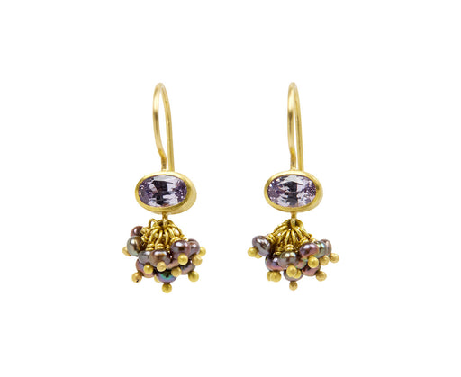 Lavender Sapphire and Pearl Sprinkle Earrings