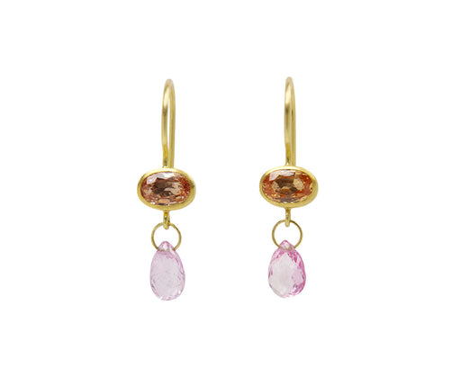 Peach and Pink Sapphire Apple and Eve Earrings