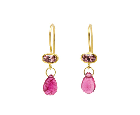 Pink Tourmaline and Rubellite Apple and Eve Earrings