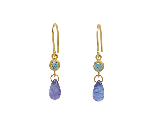 Light Blue Zircon and Tanzanite Apple and Eve Earrings