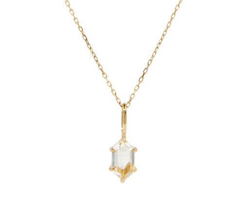 White Topaz Hexagon Pendant Necklace