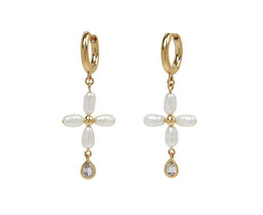 Pascale Monvoisin Palerme Creole White Pearl Hoop Earrings