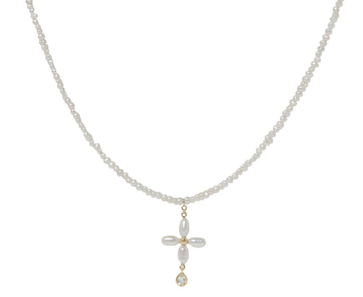 Palerme N°2 Pearl and White Sapphire Pendant Necklace