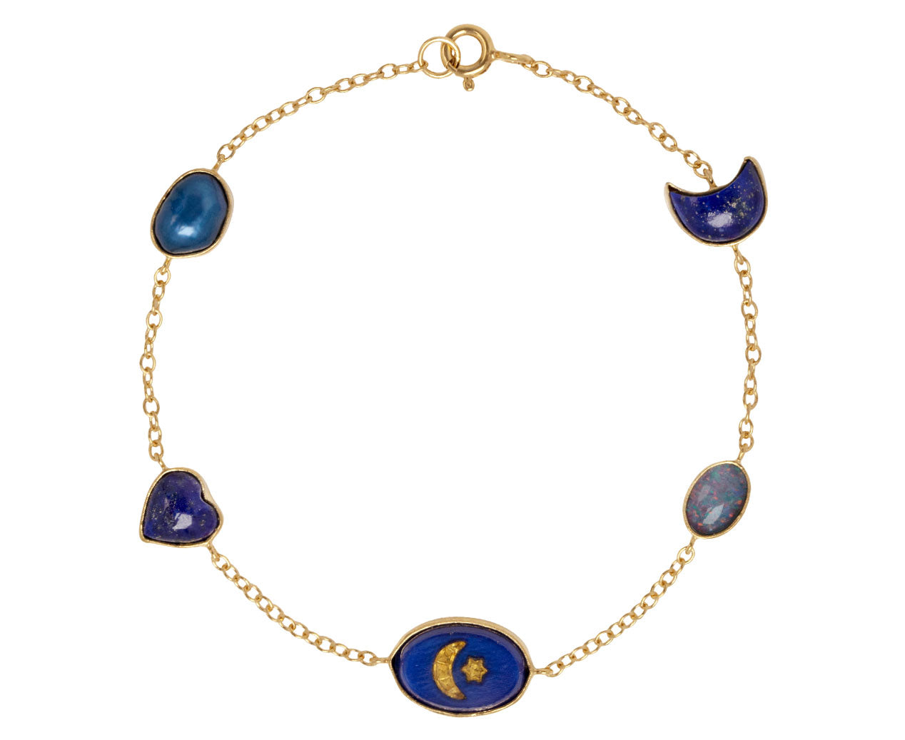 Lapis Lazuli beads and Gold Plated Mini Charm Bracelet - Range of
