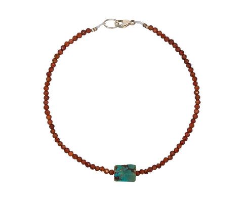 Margaret Solow Hessonite Garnet and Turquoise Beaded Bracelet