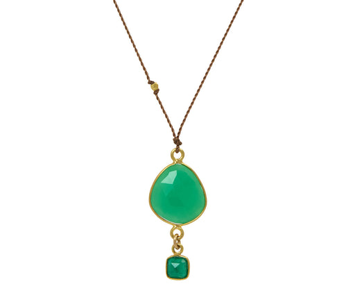 Margaret Solow Chrysoprase and Emerald Pendant Necklace