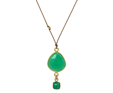 Margaret Solow Chrysoprase and Emerald Pendant Necklace