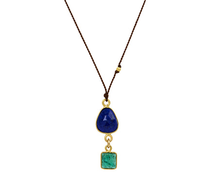 Margaret Solow Lapis and Emerald Pendant Necklace