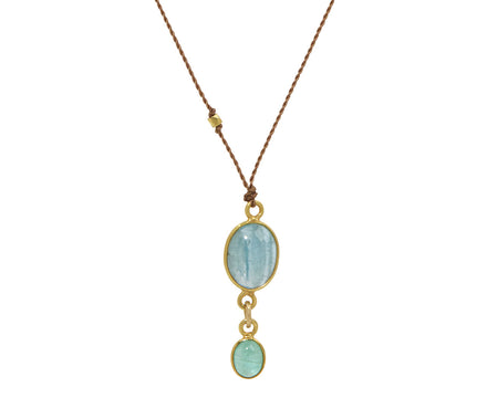 Margaret Solow Aquamarine and Emerald Pendant Necklace