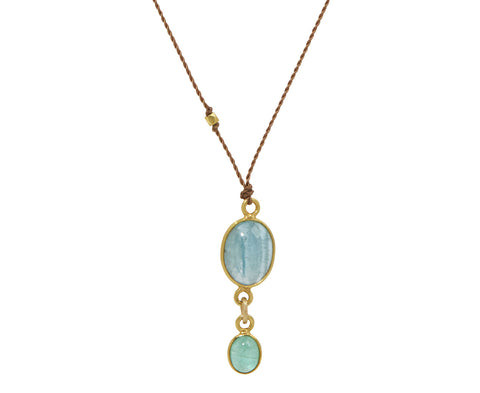 Margaret Solow Aquamarine and Emerald Pendant Necklace