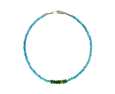 Margaret Solow Turquoise and Chrome Diopside Beaded Bracelet