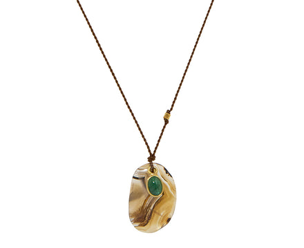 Margaret Solow Agate and Emerald Pendant Necklace