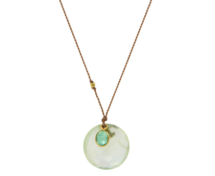 Margaret Solow Prehnite and Emerald Pendant Necklace