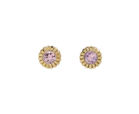Pink Sapphire Heirloom Bezel Stud Earrings