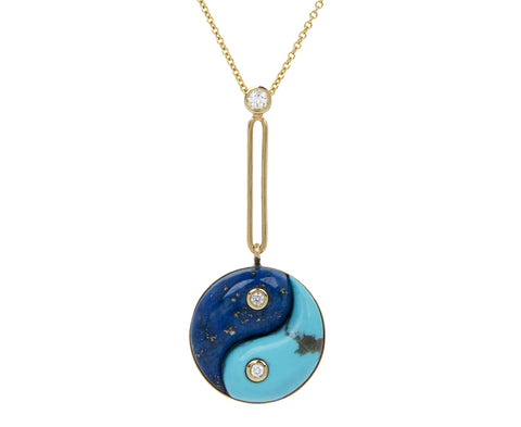 Lapis and Turquoise Yin Yang Pendant Necklace