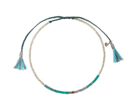 Tai Turquoise and Silver Beaded Bracelet