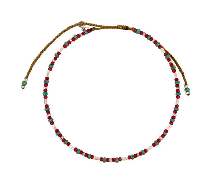 Tai Silver, Red and Green Turquoise Beaded Bracelet