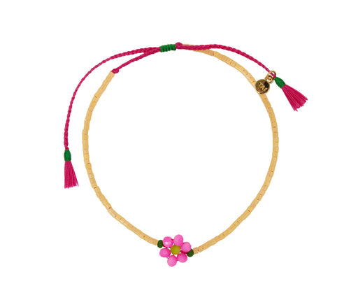 Tai Pink Flower Beaded Bracelet