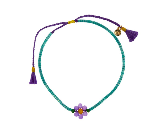 Tai Purple Flower Beaded Bracelet