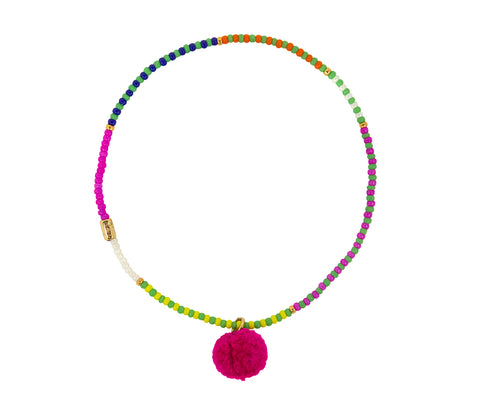 Tai Colorful Japanese Bead Pom Pom Bracelet