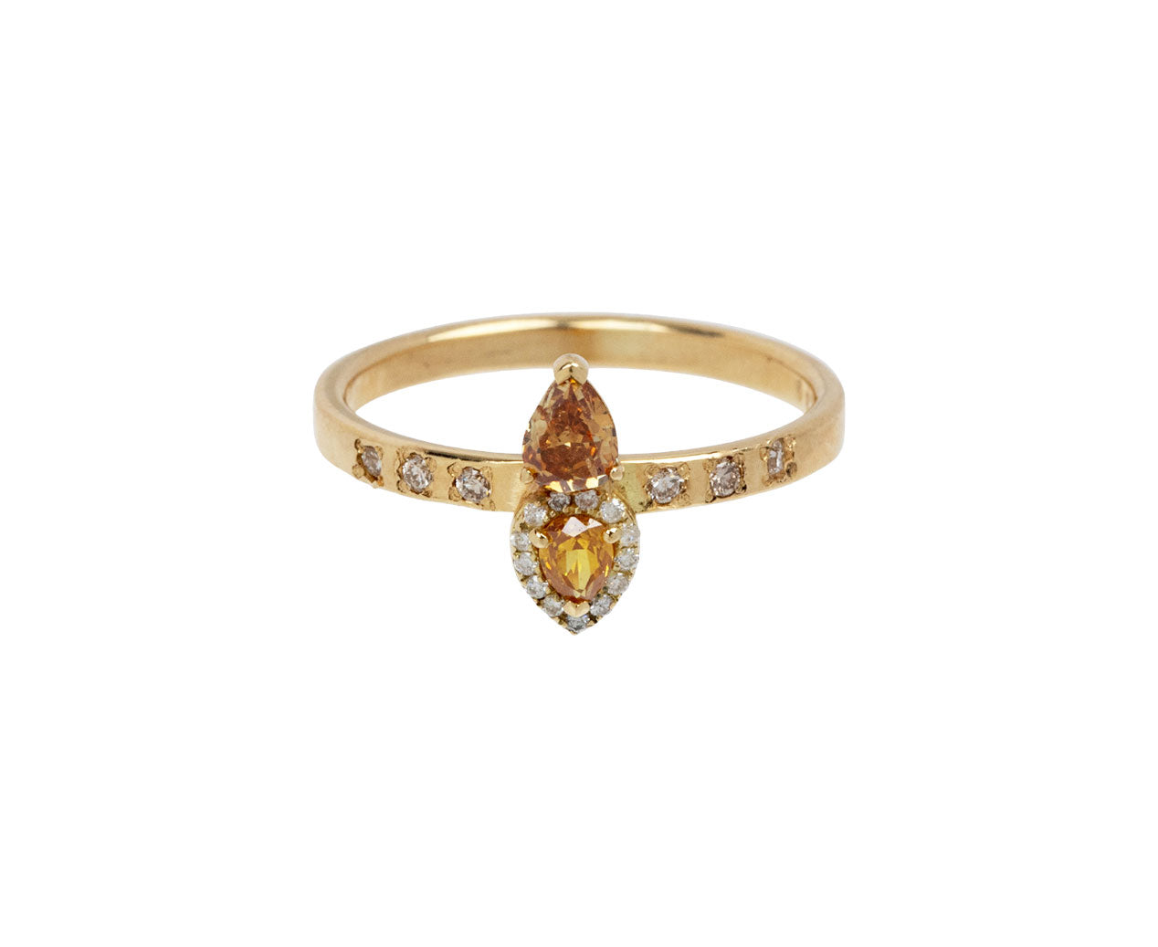 Rusty Thought Double Yellow Diamond Solitaire Ring