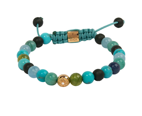 Turquoise, Aquamarine and Sapphire Beaded Bracelet