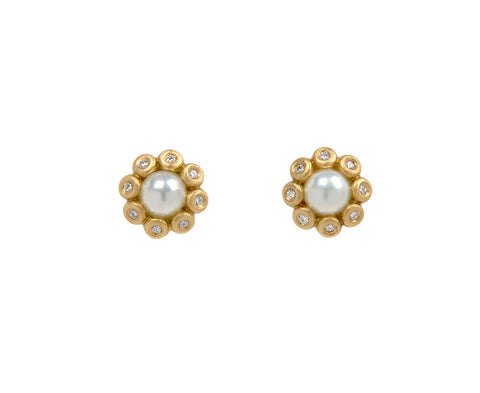 Shinkai Akoya Pearl and Diamond Stud Earrings