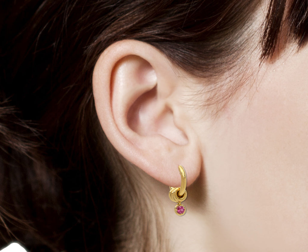 Spinelli Kilcollin Zahra Pink Sapphire Drop Hoop Earrings