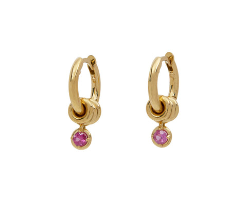 Zahra Pink Sapphire Drop Hoop Earrings